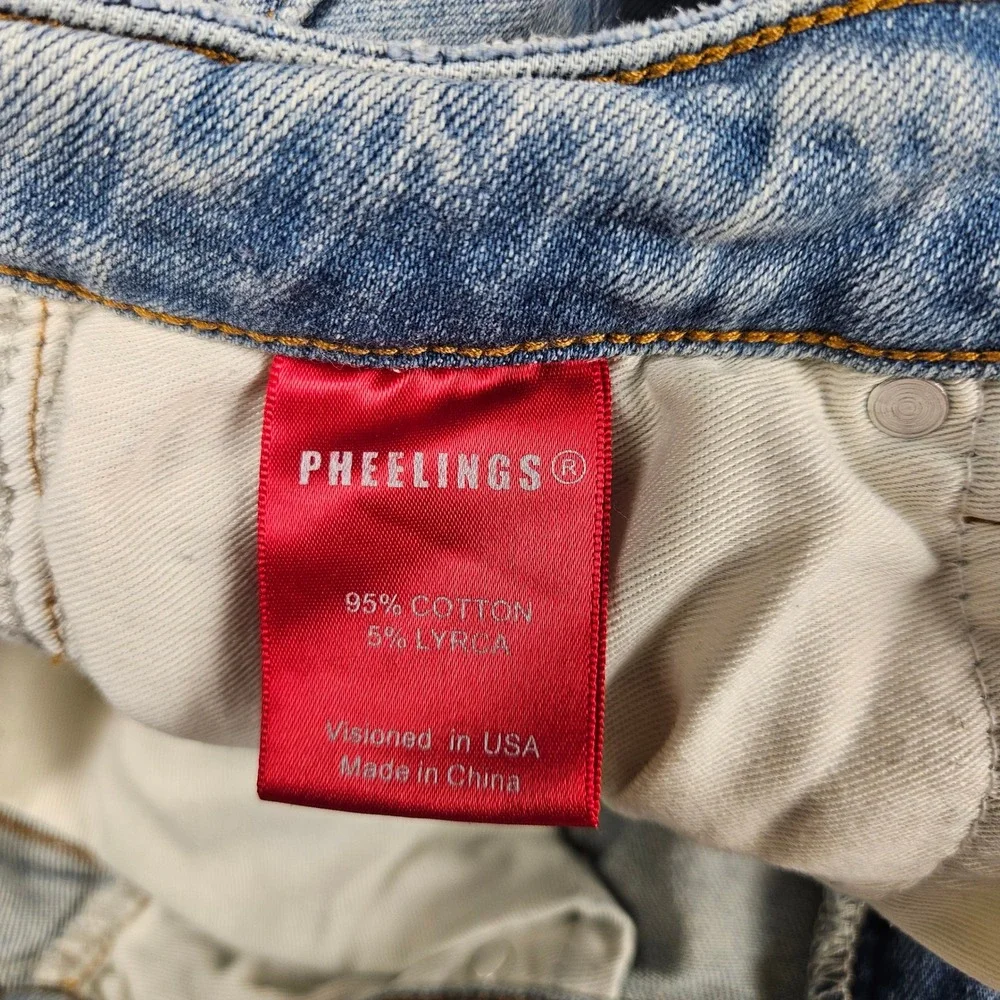 Pheelings Distressed Flare Jeans Light Wash Ripped Frayed Hem Mens Size 28